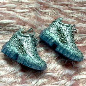 Brand new in box Anthony Wang rhinestone platform wedge tennis shoes.